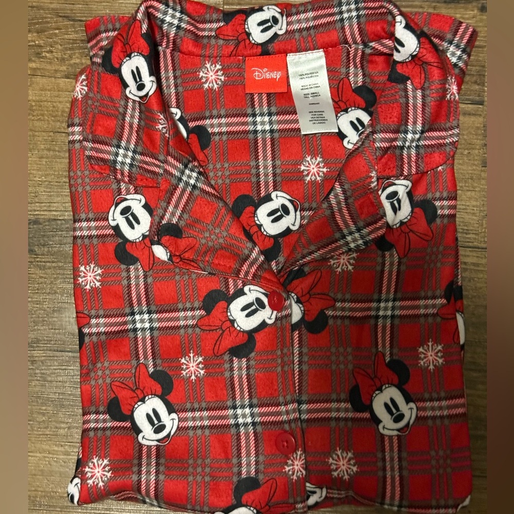 Disney Red and Black Minnie Mouse Plaid Pajama Set